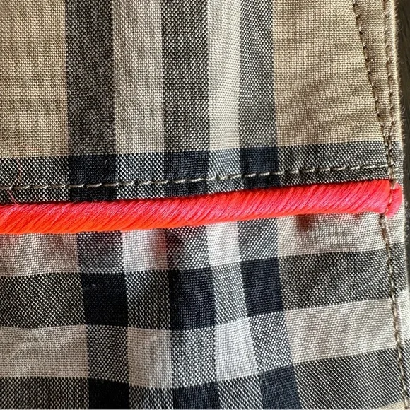 Burberry Tan Plaid Button-Up Shirt with Pink Trim Detail - Picture 13 of 13